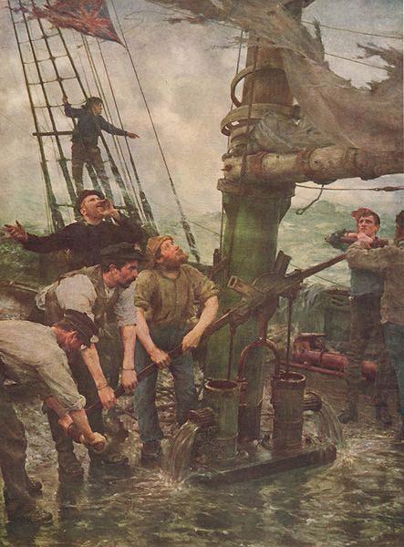 ALL HANDS TO THE PUMPS, Henry Scott Tuke